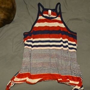 No Boundaries Red and Blue Striped Tank Top